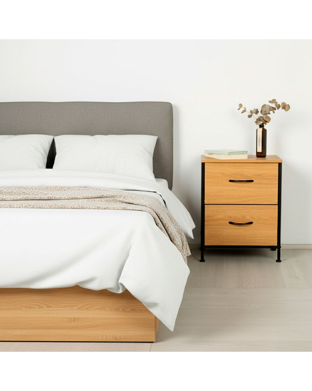 Max Home black bedside table with 40x52x30 cm compact design, featuring sleek modern style and storage space.