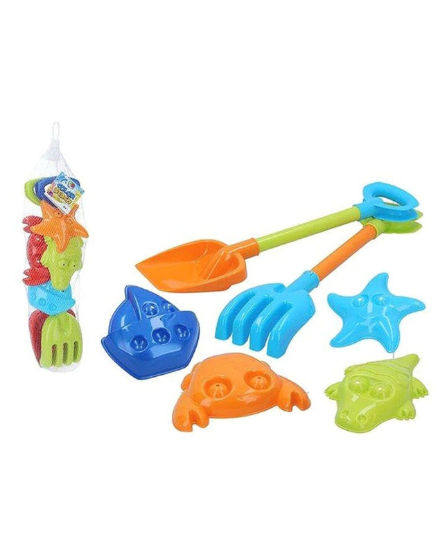 Colorbaby Strandspeelgoedset CB - 24733 with 6 colorful plastic toy pieces for outdoor play and sports activities.