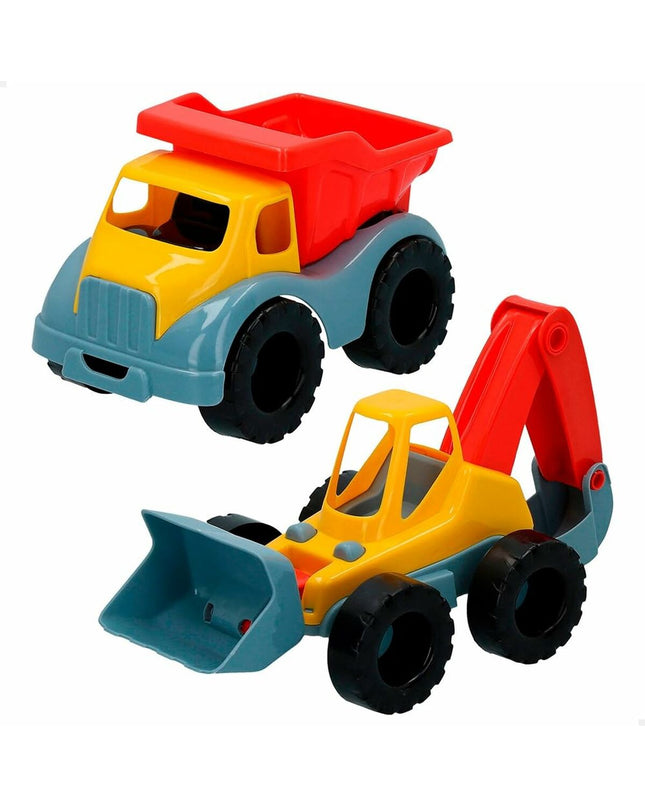 Colorbaby 26cm toy construction set with a gray excavator and truck, perfect for outdoor play and imaginative games.