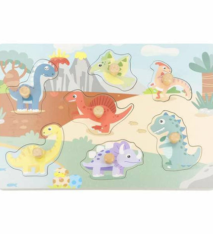 Colorbaby Dinosaur Puzzle, colorful children's brain teaser toy with dinosaur shapes, designed for kids' educational fun.