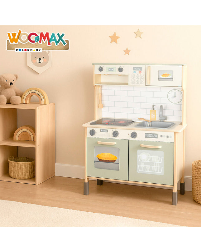Woomax speelgoedkeuken for kids, realistic toy kitchen set with colorful accessories, ideal for imiteerspelletjes and imaginative play