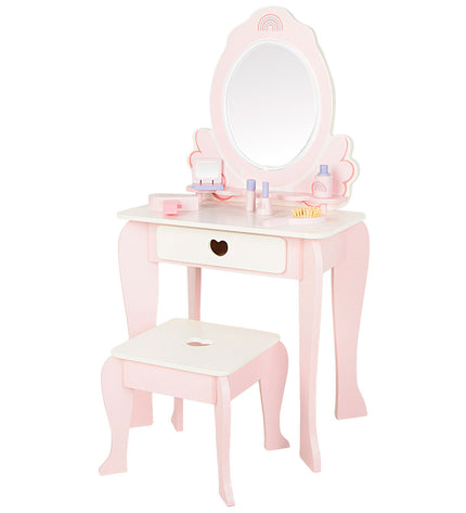 Woomax children's toy dressing table in white and pink, 48x92x32 cm, ideal for imaginative play and role-playing games.