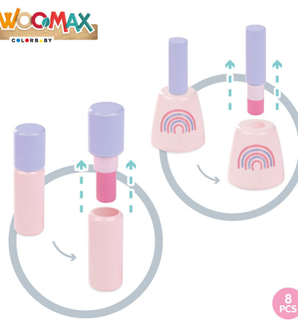 Woomax toy dressing table in white and pink, 48x92x32 cm, perfect for imaginative pretend play for children