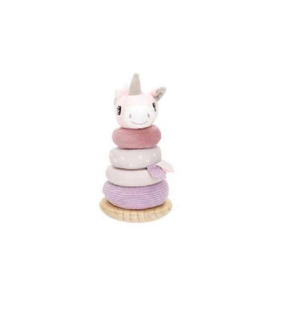 Wooden unicorn baby toy from Woomax, a colorful agility game for young children and infants.