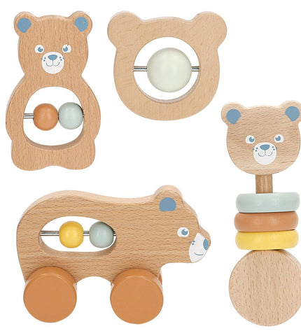 Colorbaby baby rattle toy with colorful beads and soft handle, designed for young children to grasp and shake.