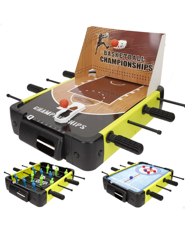 Colorbaby tafelvoetbal speelgoed with colorful players and goalposts, ideal for fun indoor game for kids.