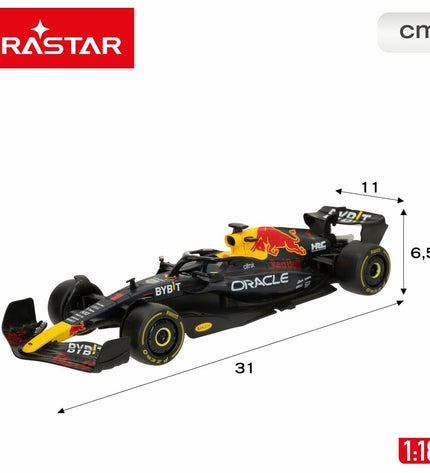 Red Bull RB Racing RB18 F1 remote control toy car in red, detailed 1:18 scale vehicle for play and collection.