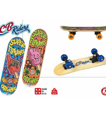 Colorful skateboard for kids with Super Flavors design, by BigBuy Outdoor, suitable for outdoor sports and fun activities.