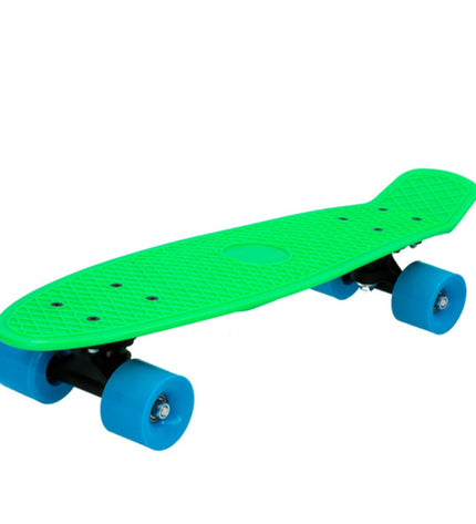 Colorbaby skateboard in blue, red, and green with 55 cm deck, suitable for urban mobility and outdoor sport use.