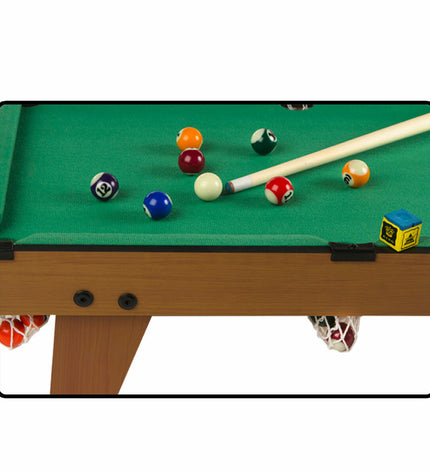 AquaSport Americano Tafelbiljart game set with 62x15x36 cm size, featuring colorful billiard balls and cues on a play surface.