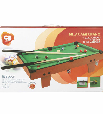 AquaSport Americano pool table toy with dimensions 62x15x36 cm, designed for fun and game play.