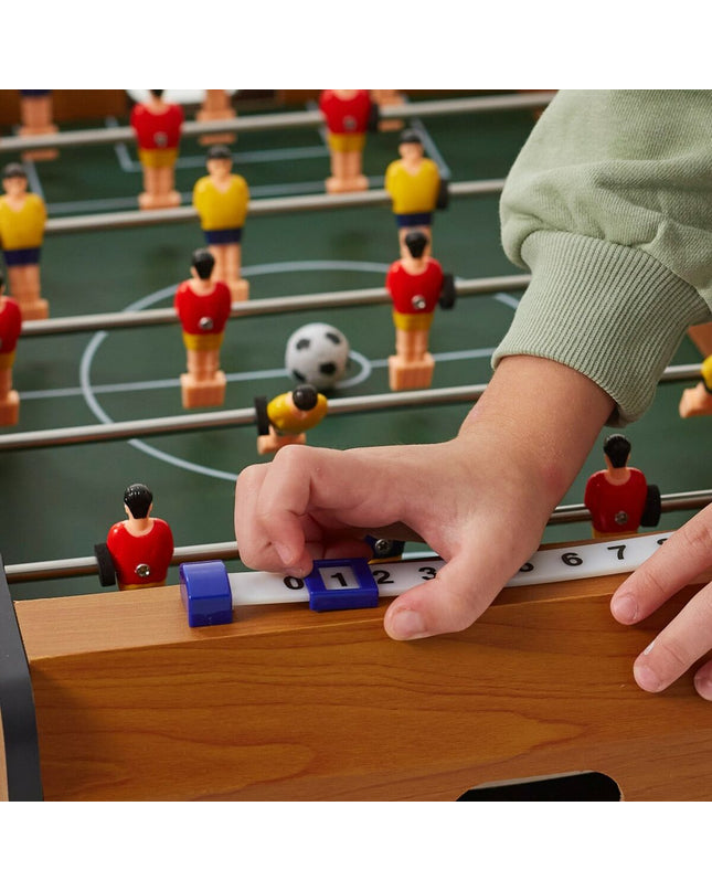 Colorbaby tabletop foosball game in blue and red, compact size 60x20x30 cm, for kids' toy and game fun.