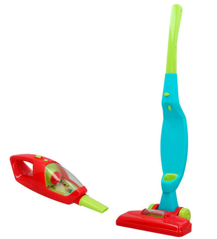 PlayGo 2-in-1 toy vacuum cleaner, realistic miniature cleaning toy with handle and suction area, for imaginative play.