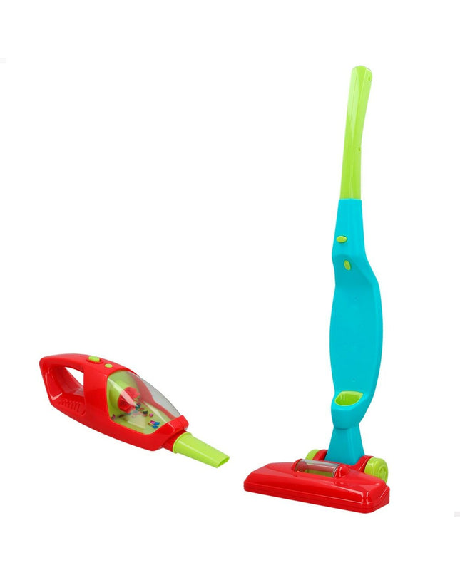 PlayGo 2-in-1 toy vacuum cleaner, realistic miniature cleaning toy with handle and suction area, for imaginative play.