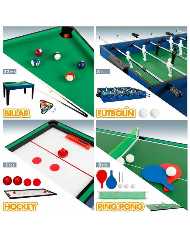 Colorbaby multi-spel tafel with colorful components, measuring 107 x 83.5 x 61 cm, featuring 150 playful game parts and accessories.