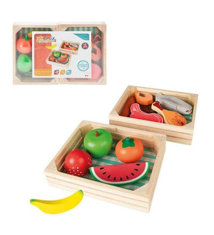 Woomax Eten speelgoedset with 12 pieces, pretend food and utensils for kids, colorful plastic play food and accessories.