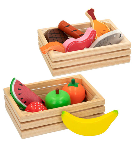 Woomax Eten speelgoedset with 12 play food pieces, imiteerspelletjes toy for pretend cooking and role-playing activities.