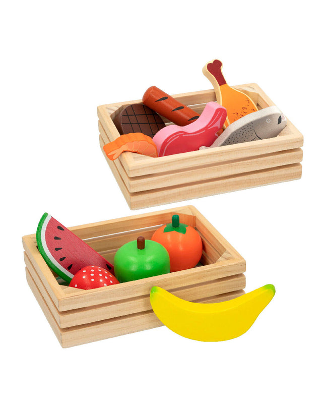 Woomax Eten speelgoedset with 12 play food pieces, imiteerspelletjes toy for pretend cooking and role-playing activities.