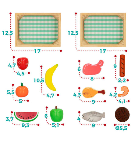 Woomax Eten speelgoedset with 12 pieces, pretend food and utensils for kids' imiteerspelletjes, colorful plastic play items.