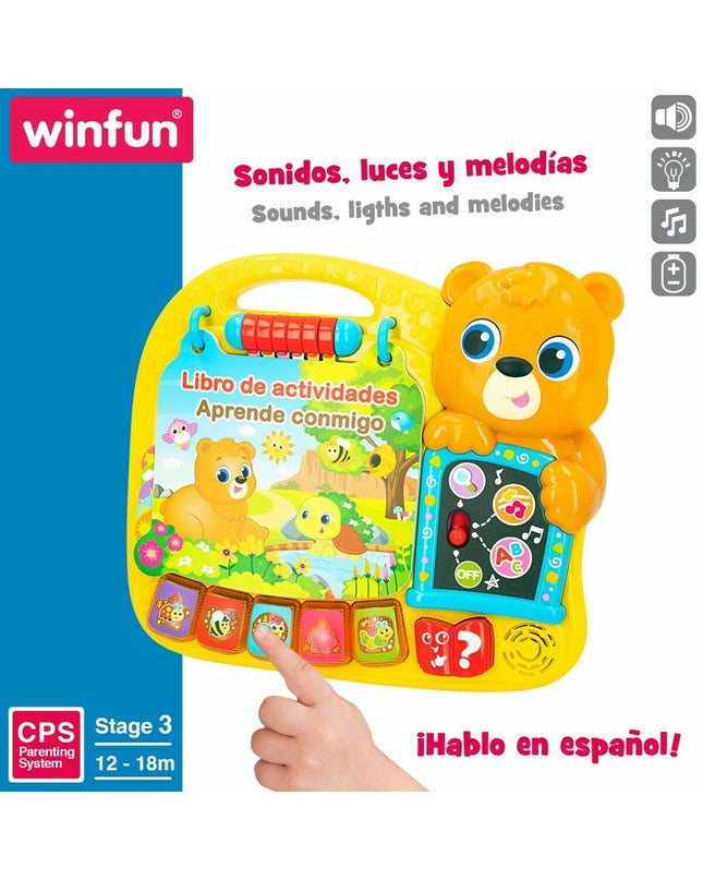Winfun interactieve kinderboek, kleurrijk speelgoed met leuke spelletjes en accessoires voor jonge kinderen.