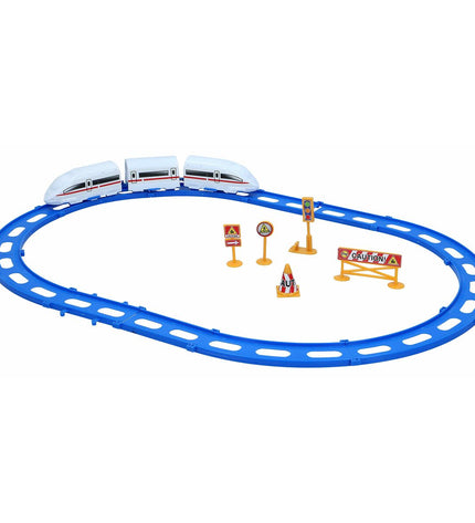 Speed & Go Train met circuit speelgoed met 20 onderdelen, 56 cm lang, voor speel- en bouwplezier, geschikt voor kinderen.