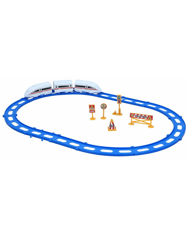 Speed & Go Train met circuit speelgoed met 20 onderdelen, 56 cm lang, voor speel- en bouwplezier, geschikt voor kinderen.