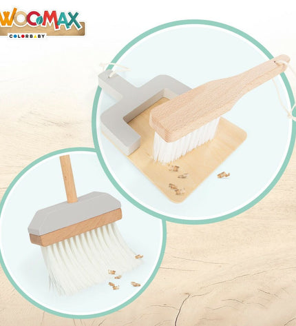 Woomax Reinig & Opberg Kit for speelgoed, imitation game set, compact 23.5 x 75 x 23.5 cm, designed for playful cleaning activities.