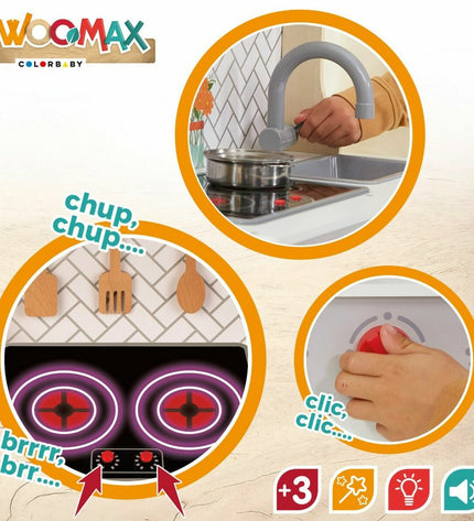 Woomax speelgoedkeuken imitatiekeuken in 59.5 x 30 x 94.5 cm, met realistic details and colorful design for kids' imaginative play
