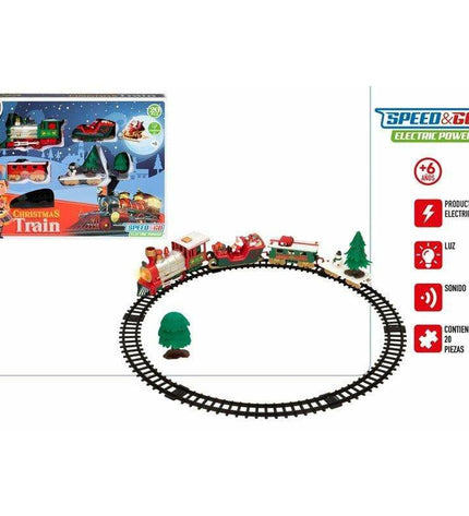 Electric train Speed & Go toy set with 20 pieces, featuring a detailed train, tracks, and accessories for imaginative play.