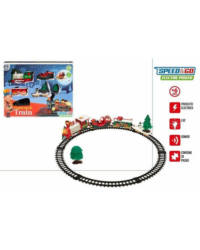 Electric train Speed & Go toy set with 20 pieces, featuring a detailed train, tracks, and accessories for imaginative play.