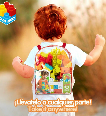 Color Block Bouwspel colorful building blocks for kids, featuring various shapes and vibrant colors for creative play.