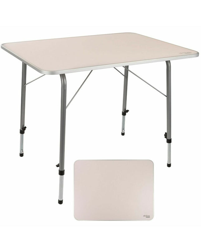 Aktive foldable camping table in white, 80x60 cm, suitable for outdoor camping and outdoor activities.
