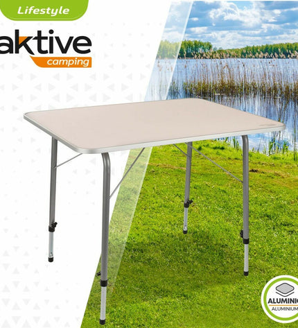 Aktive camping folding table in white, 80x60 cm, lightweight and portable for outdoor camping and outdoor activities.