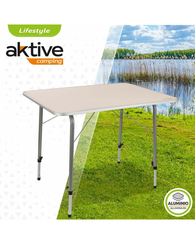 Aktive camping folding table in white, 80x60 cm, lightweight and portable for outdoor camping and outdoor activities.
