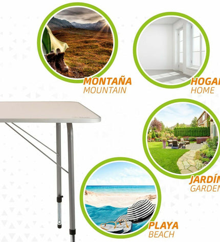 Aktive foldable camping table, 80x60 cm, white, suitable for outdoor camping and outdoor activities.