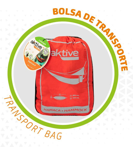 Aktive Hangmat for outdoor camping and hiking, 300x140 cm, lightweight sport and outdoor gear for travel and relaxation.