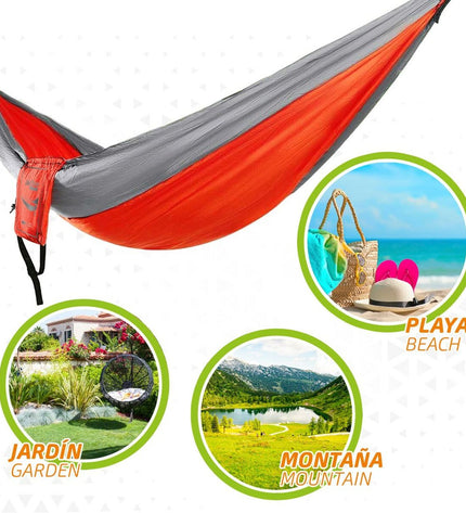 Aktive Hangmat voor sport en outdoor, 300 x 0,5 x 140 cm, geschikt voor kamperen en wandelen, zachte stof en stevige bevestiging