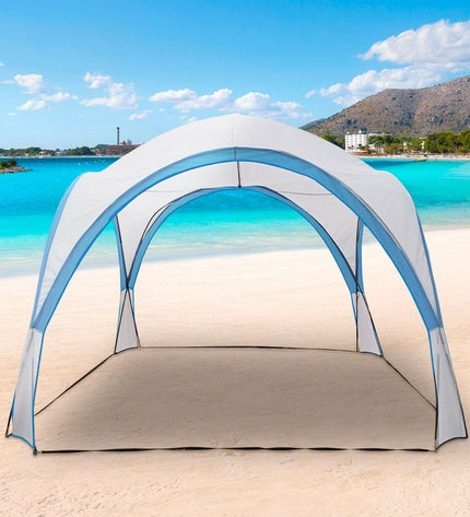 Aktive Strandtent for camping, measuring 320x260x320 cm, set up outdoors with fabric and tent poles.