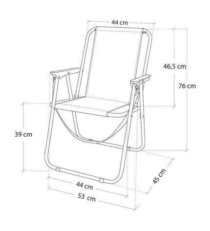 Aktive white marine blue strandstoel with lightweight frame, ideal for outdoor camping and beach lounging, dimensions 44x45x76 cm.