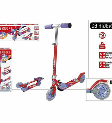 Colorbaby red aluminum scooter handlebar, 77 cm length, for urban mobility and outdoor sport use, with grip details visible.