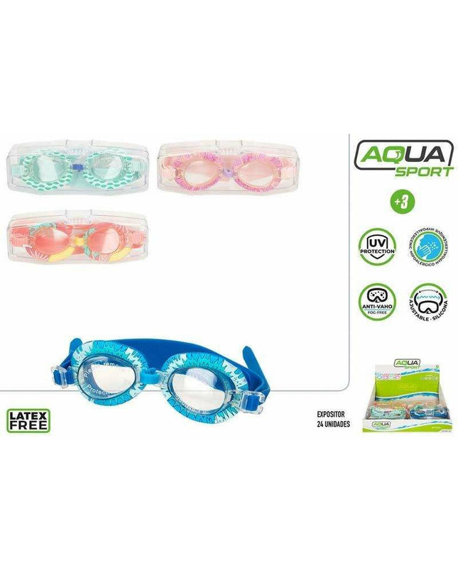 Children's aqua sport swimming goggles by Aqua Sport with silicon seals, suitable for watersports and outdoor water activities.