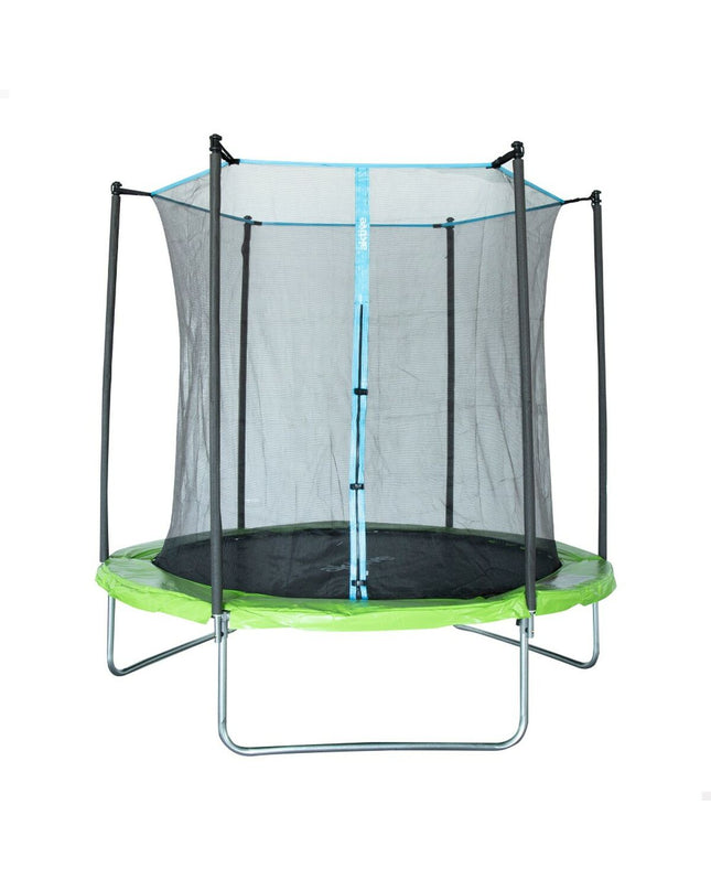 Aktive Kindertrampoline with safety net, 244 cm diameter, outdoor fitness equipment for kids with sturdy frame and enclosure.