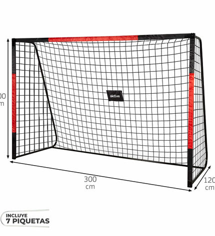 Aktive voetbaldoel for sport and outdoor use, sturdy metal frame with netting, suitable for soccer practice and games.