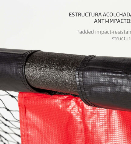 Black Aktive soccer goal for outdoor sports, featuring a sturdy frame and net suitable for football practice and matches.