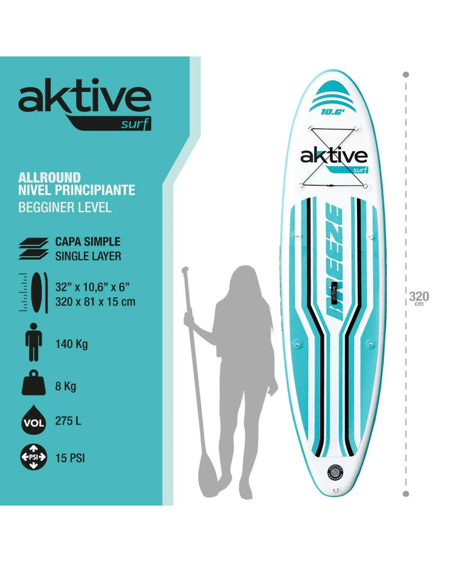 Blue inflatable SUP board with accessories from Aktive, suitable for water sports and outdoor activities.