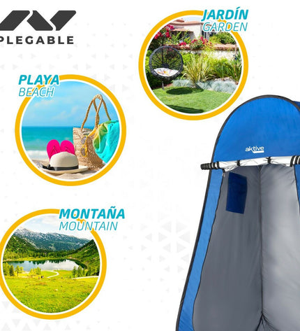 Blue Aktive camping tent for outdoor activities, 120x190x120 cm, suitable for camping and hiking adventures.