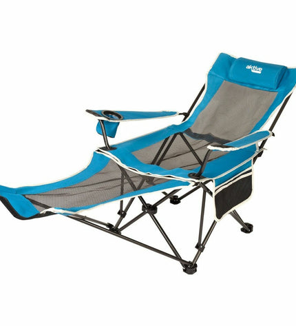 Blue Aktive hammock chair for outdoor relaxation, 152 x 54 x 75 cm, ideal for camping and outdoor leisure activities.