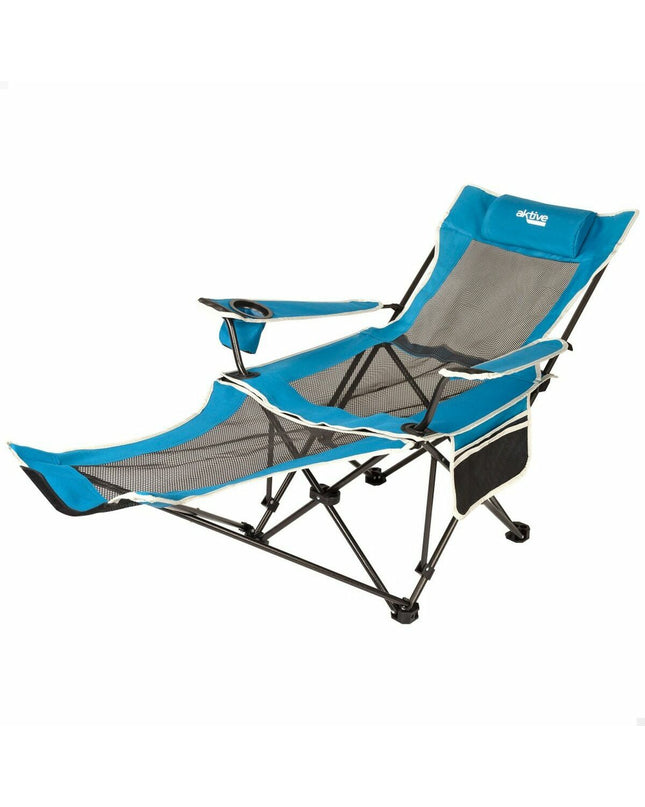Blue Aktive hammock chair for outdoor relaxation, 152 x 54 x 75 cm, ideal for camping and outdoor leisure activities.