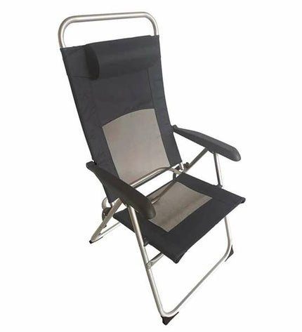 Blue Aktive foldable outdoor camping chair with 63x58x114 cm size, suitable for sport, camping, and outdoor activities.