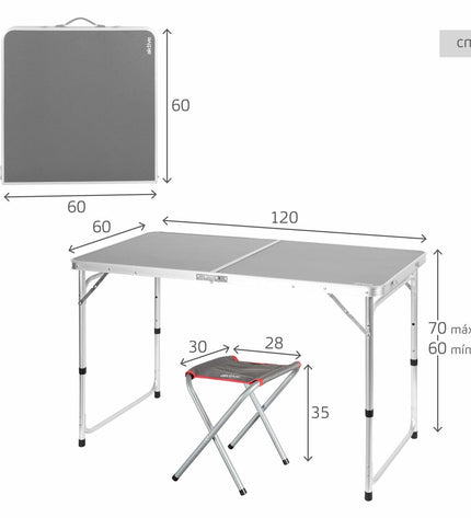 Aktive Tafel Aktive Grijs for outdoor camping and hiking, durable gray table ideal for sports and outdoor activities.